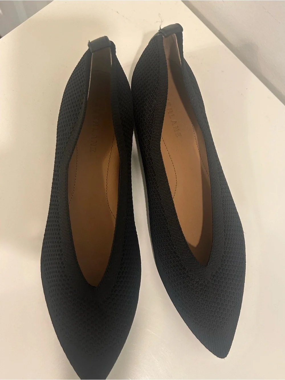 Everlane The 40 hour flat In black re-Knit Pointed-Toe Women's Flats